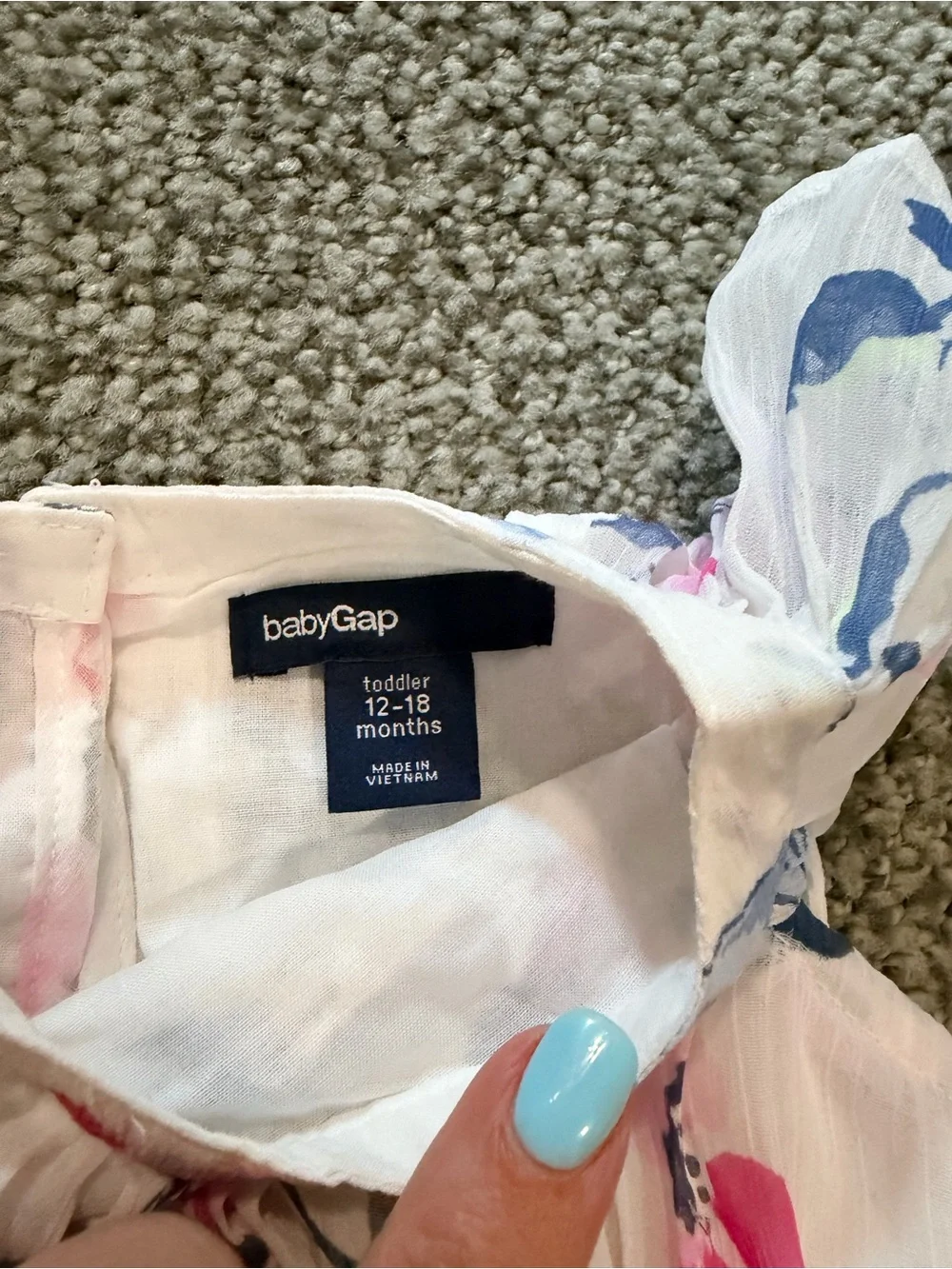 GAP Baby Floral Tie-Shoulder Dress in White, Pink, Blue